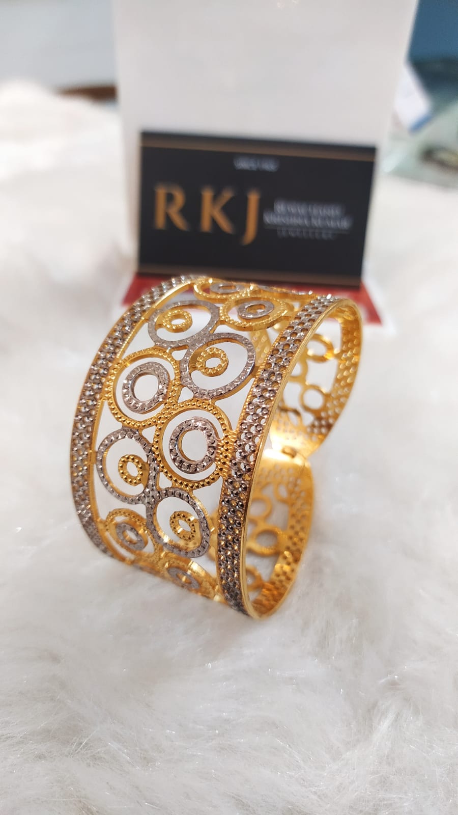 Gold CNC Bangle - Floral